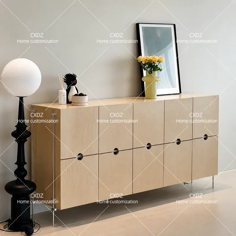 Vintage Collectible Glass - Retro-Birkenholz-Beistellschrank mit Glastür, Wohnzimmer-Wandschrank, Vintage-Vitrine für