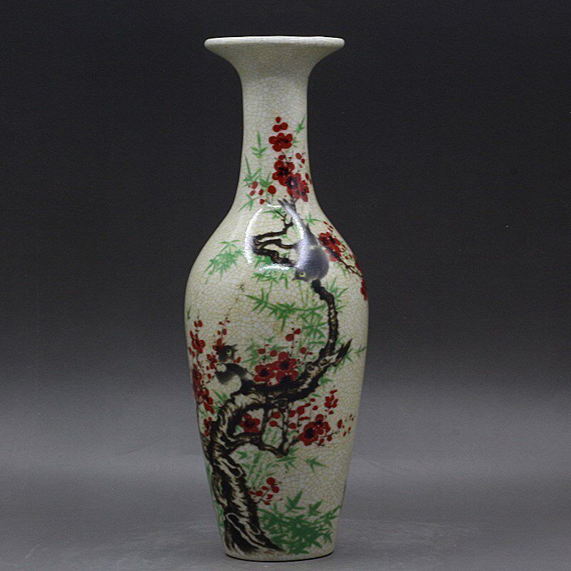Vintage Collectible Bottles - Jingdezhen Antike Keramikvase Fröhliche Pflaumenblüten-Weidenblatt-Flasche Vintage