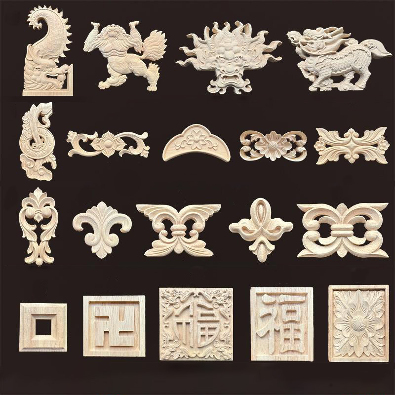Vintage Things Collection - Vintage-Holzapplikation mit Drachen- und Löwen-Onlay-Schrank, klassisches