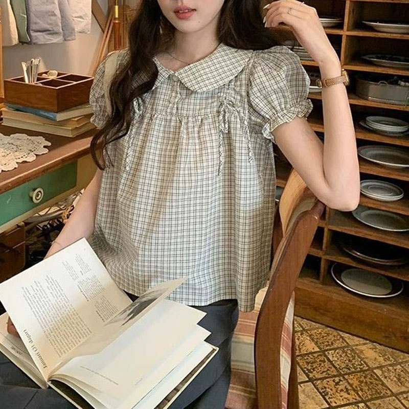 Vintage Collectible Buttons - Damenbekleidung im Preppy-Stil, koreanische Hemden mit
