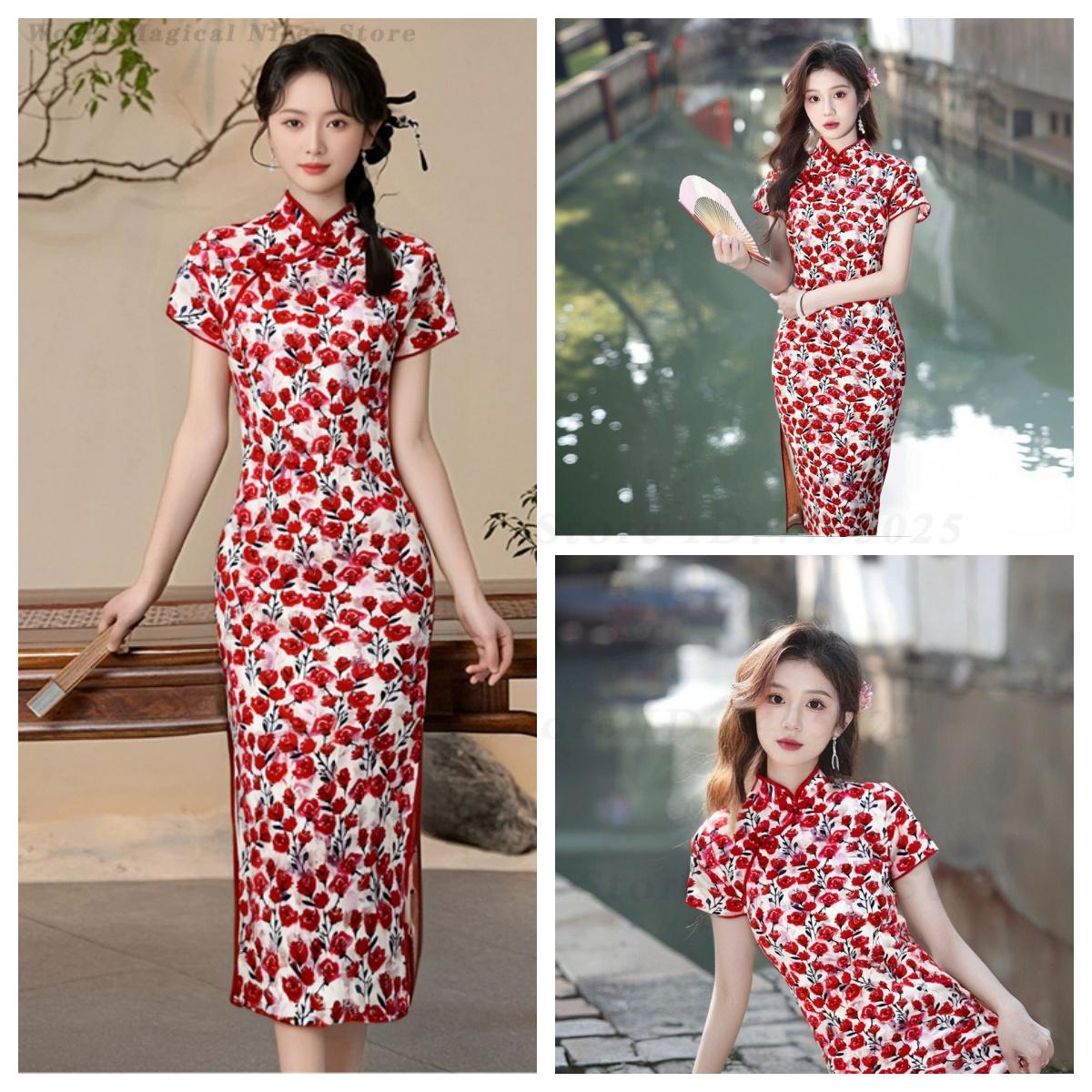 Vintage Things Collection - Neues Sommerliches Rotes Kurzes Modifiziertes Chinesisches