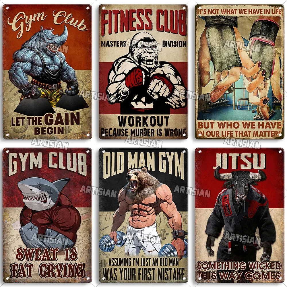 Vintage Collectible Signs - Old Man Gym Club Inspirierende Spruch-Kunstmalerei