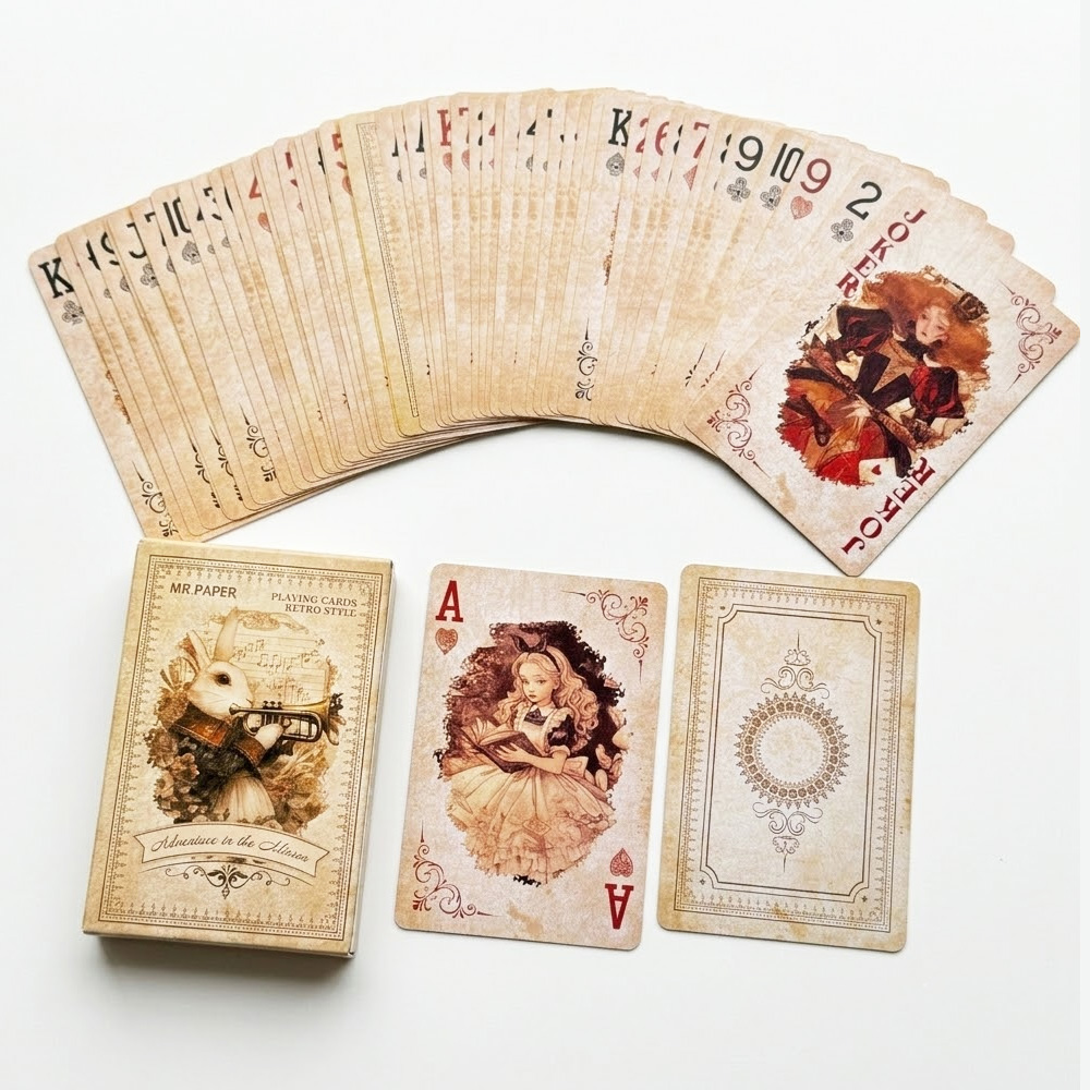 55-teiliges Alice im Wunderlan – Vintage Collectible Playing Cards Bewertung und Preis